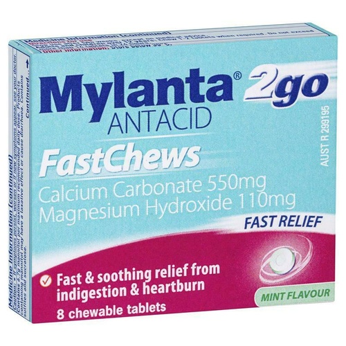 Mylanta Fast Chews 8 Tablets Heartburn & Indigestion Relief