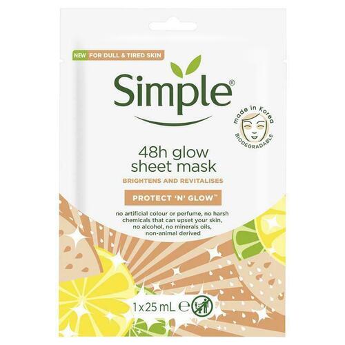 Simple Kind to Skin Radiance Boost Facial Sheet Mask 25ml Skin Moisturising