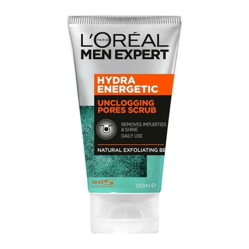 L'Oreal Men Expert Hydra Energetic Scrub 100mL Unclogging Pores Daily Use
