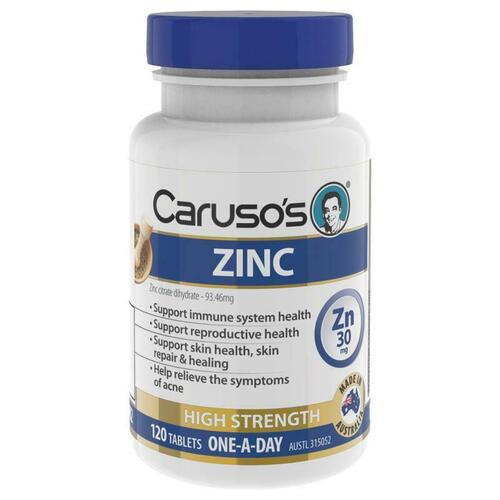 Carusos Natural Health Zinc 120 Tablets Support Immune System Function