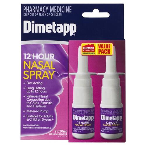 Dimetapp 12 Hour Nasal Spray 20ml Twin Pack