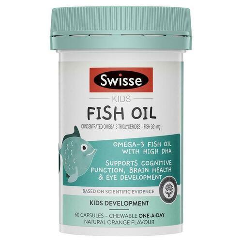Swisse Kids Fish Oil 60 Capules Support Cognitive Function Brain Health