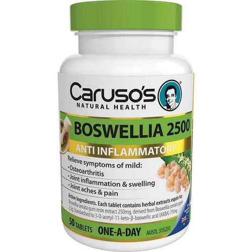 Carusos Natural Health Boswellia 2500 50 Tablets Relieve Joint Inflammation