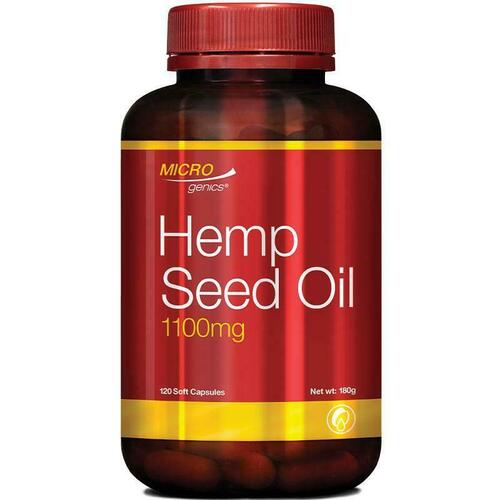 Microgenics Hemp Seed Oil 1100mg 120 Capsules Relieve Menopausal PMS Symptoms