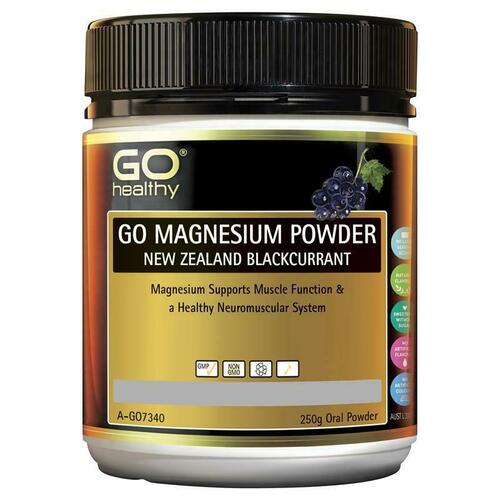 GO Healthy Magnesium Powder New Zealand Blackcurrant 250g Oral Powder