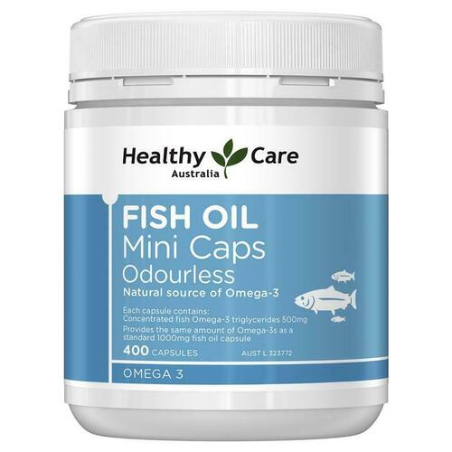 Healthy Care Odourless Fish Oil 400 Mini Capsules Support General Wellbeing