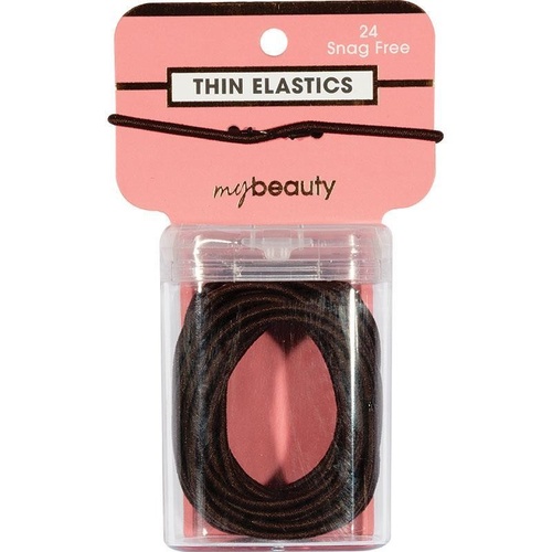 My Beauty Hair Snag Free Thin Elastic 24 Pack Brown