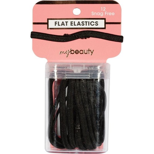 My Beauty Hair Snag Free Flat Elastic 12 Pack Black