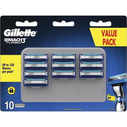 Gillette Mach 3 Turbo 3D Cartridges Value 10 Pack