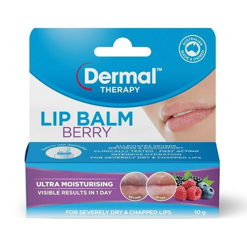 Dermal Therapy Lip Balm Berry 10g Intensive Hydration For Dry Chapped Lip
