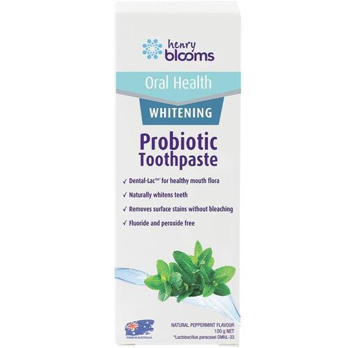 Henry Blooms Probiotic Toothpaste Peppermint Whitening 100g