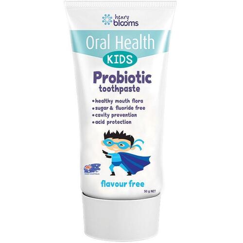 Henry Blooms Kids Probiotic Toothpaste Flavour Free 50g