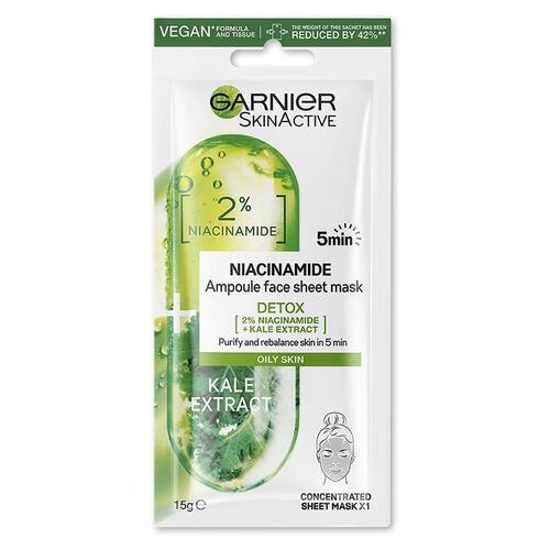 Garnier Ampoule Niacinamide + Kale Extract Detox Face Sheet Mask