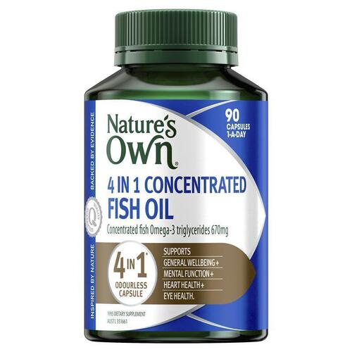 Nature's Own Fish Oil 4 in 1 Concentrated with Omega 3 - 90 Capsules