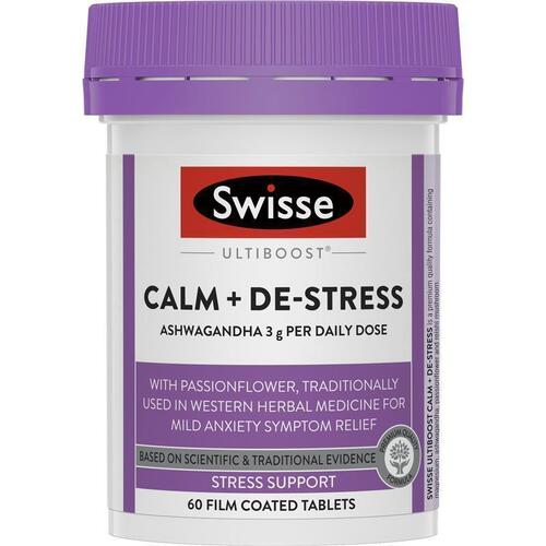 Swisse Ultiboost Calm & De-Stress 60 Tablets Mild Anxiety Relief