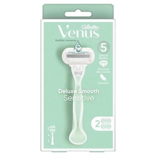 Gillette Venus Deluxe Smooth Sensitive Razor Handle + 2 Blade Refills