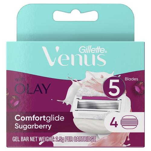 Gillette Venus Comfort Glide Sugarberry Blade Refills 4 Pack