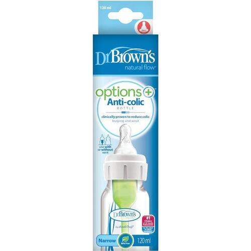 Dr Browns Level 1 Teat Narrow Neck Feeding Bottle 120ml 1 Pack