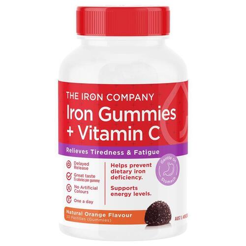 The Iron Company Iron + Vitamin C Gummies Orange 30 Gummies