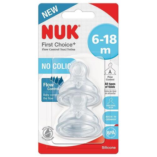 Nuk First Choice+ 6-18 Months Flow Control Teat 2 Pack