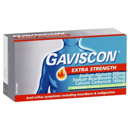 Gaviscon Extra Strength Peppermint Flavour 24 Tablets