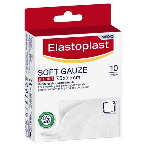 Elastoplast Soft Gauze Sterile 7.5cm x 7.5cm 10 Pack