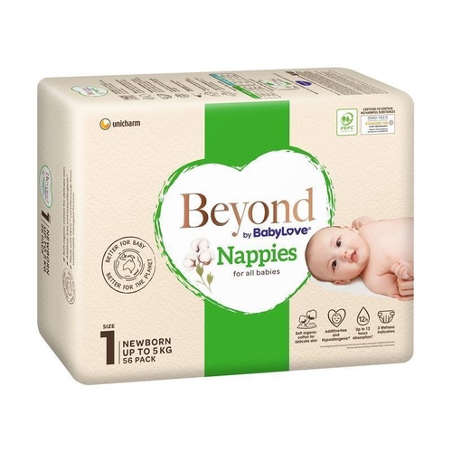 Beyond by BabyLove Newborn Nappies Size 1 (Up to 5kg) 56 Pack