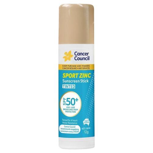 Cancer Council SPF 50+ Sport Zinc Stick Tinted 12g