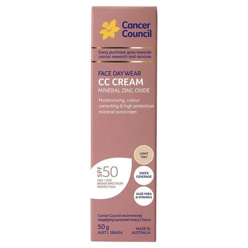 Cancer Council SPF 50 Face CC Cream Mineral Light 50ml