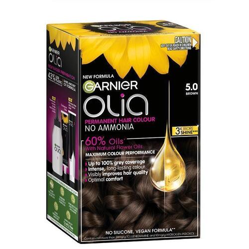 Garnier Olia 5.0 Brown Permanent Hair Colour No Ammonia 60% Oils