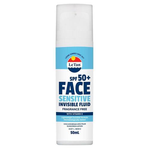 Le Tan Face Sensitive Invisible SPF 50+ Fluid Fragrance Free 50ml