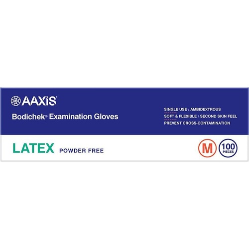 Bodichek Latex Disposable Gloves Powder Free Medium 100 Pack