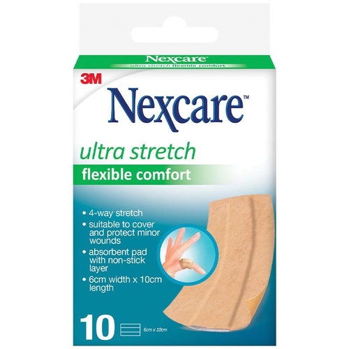 Nexcare Ultra Stretch Flexible Comfort Lengths 6cm x 10cm 10 Pack