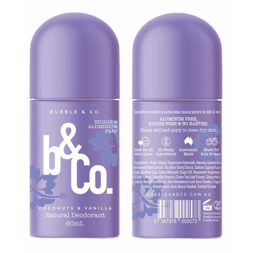 Bubble & Co Coconut and Vanilla Deodorant 60ml