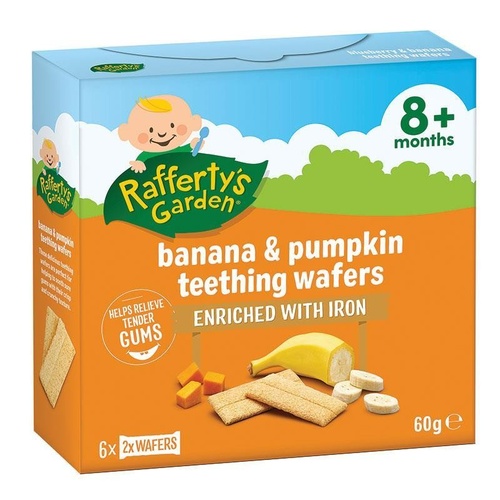 Raffertys Garden Banana & Pumpkin Baby Teething Wafers 8+ Months 60g
