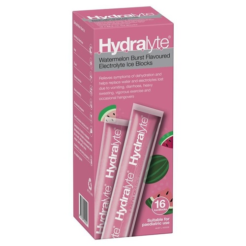 Hydralyte Electrolyte Ice Blocks Watermelon 16