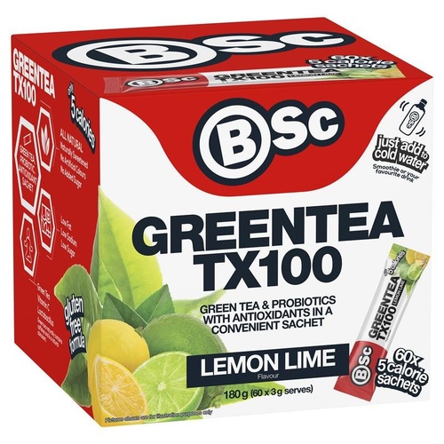 BSc Green Tea TX100 Lemon Lime 60 x 3g Serve NEW