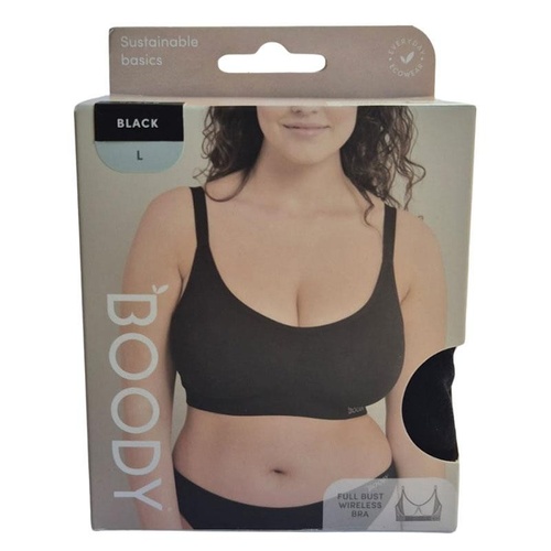 Boody Full Bust Wireless Bra Black Large