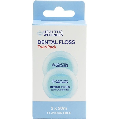 Health & Wellness Dental Floss 2x50m Twin Pack Flavour Free