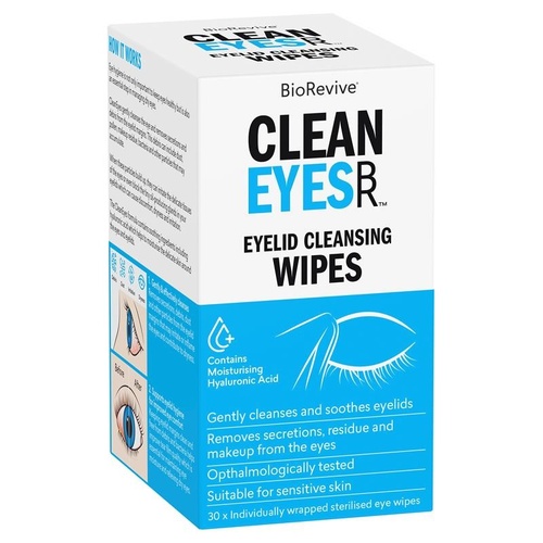 BioRevive Clean Eyes Eyelid Cleansing Wipes 30 Pack