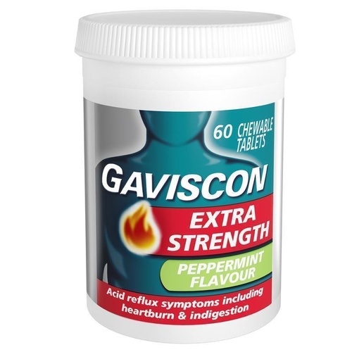 Gaviscon Extra Strength Peppermint 60 Chewable Tablets