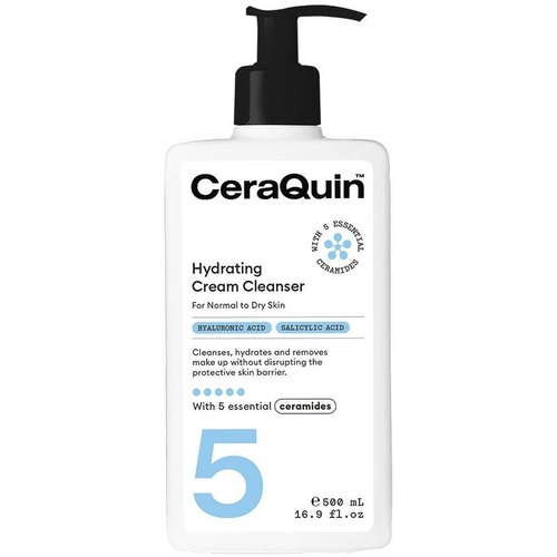 CeraQuin Hydrating Cream Cleanser with Hyaluronic Acid & Salicylic Acid 500ml