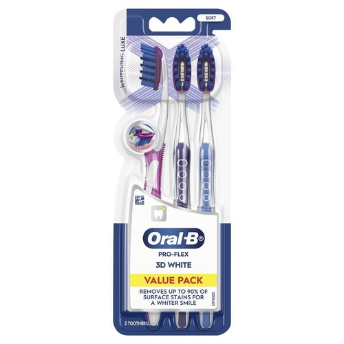 Oral B Toothbrush 3D White Pro-Flex Whitening Luxe 3 Pack