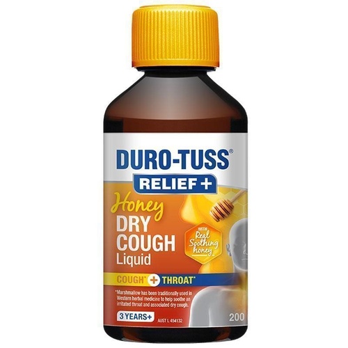 Durotuss Relief + Honey Dry Cough Liquid 200ml