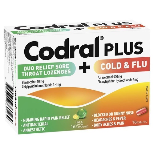 Codral Plus Cold & Flu 16 Tablets + Sore Throat 16 Lozenges