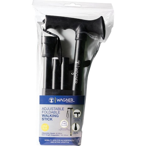 Wagner Adjustable Walking Stick Foldable Black