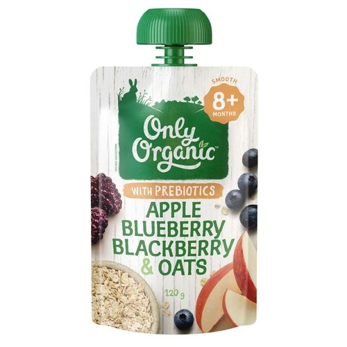 Only Organic Apple Blueberry Blackberry & Oats 120g