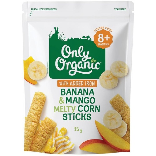 Only Organic Banana Mango Melty Corn Sticks 15g