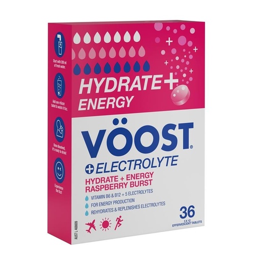 Voost Hydrate + Energy Raspberry Burst Effervescent Tablets 36 Pack