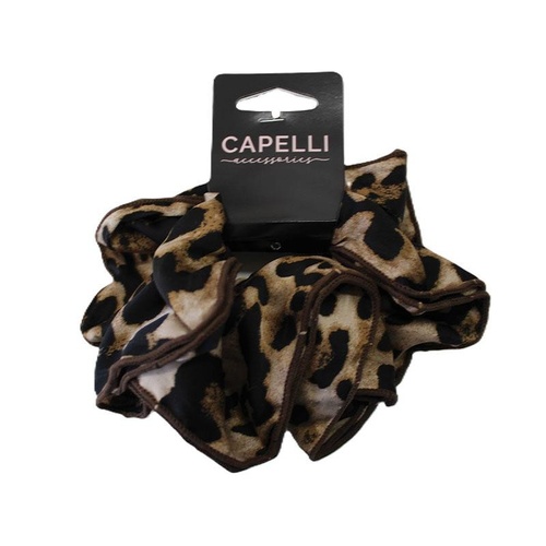 Capelli Ladies Print Scrunchie Leopard